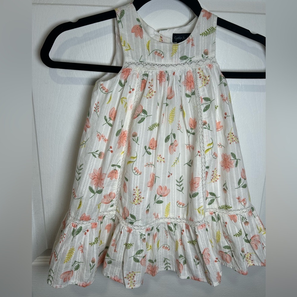 Cynthia Rowley White Floral Ruffle-Hem Sundress